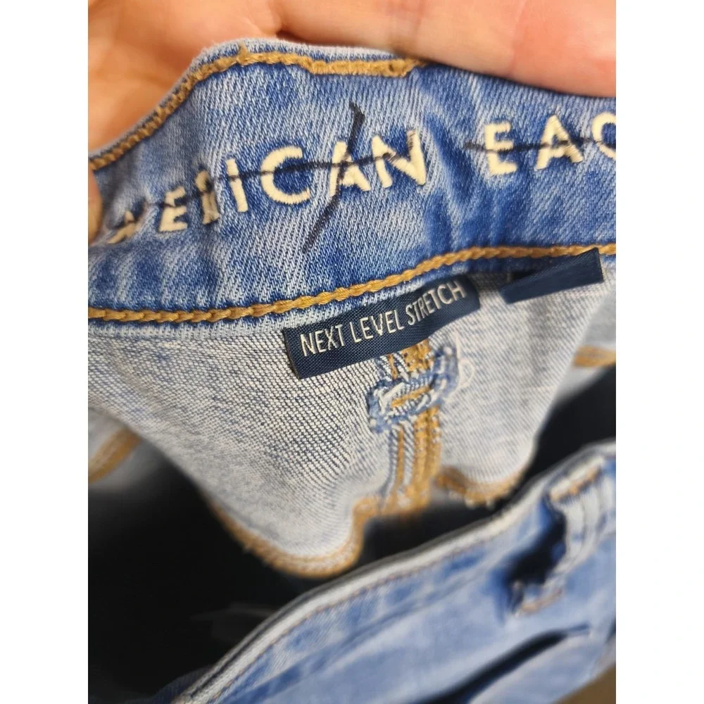 American Eagle Festival Flare‎ Jeans High Rise Patch Pocket 8 Short
